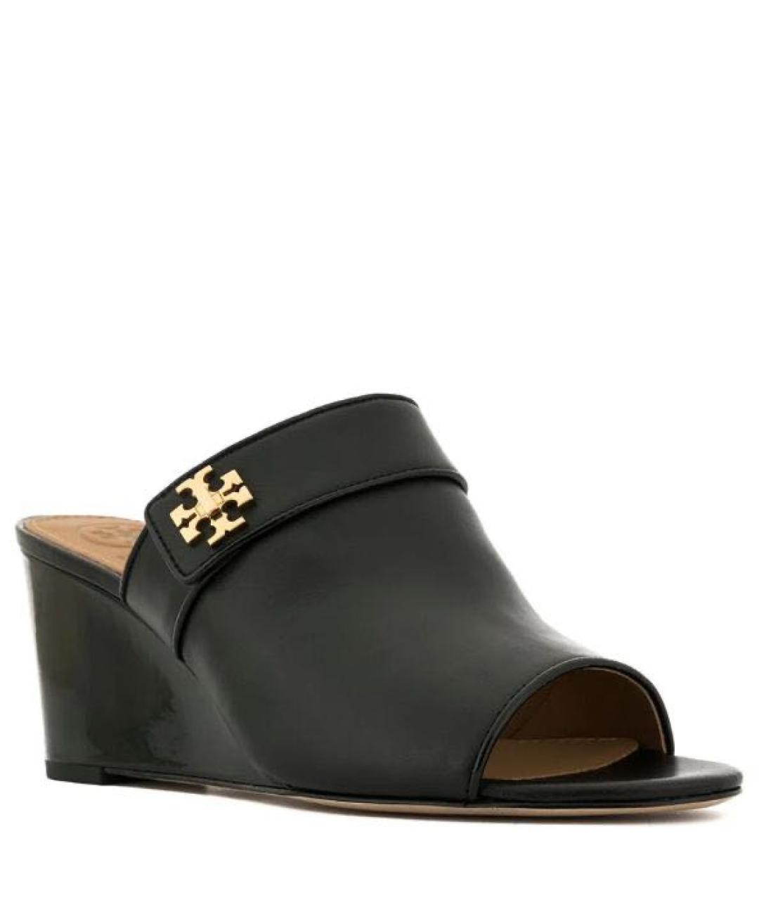 TORY BURCH Черные кожаные сабо, фото 3