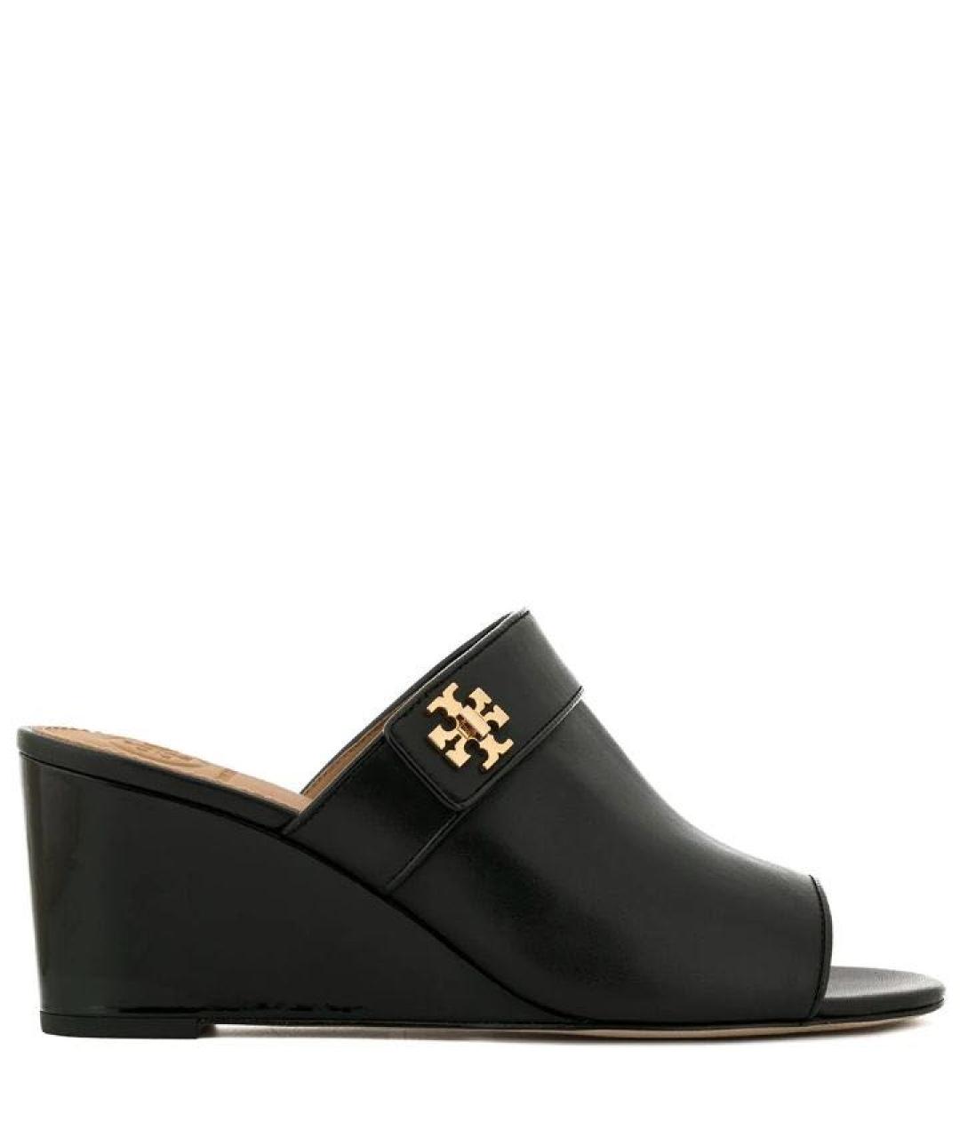 TORY BURCH Черные кожаные сабо, фото 1