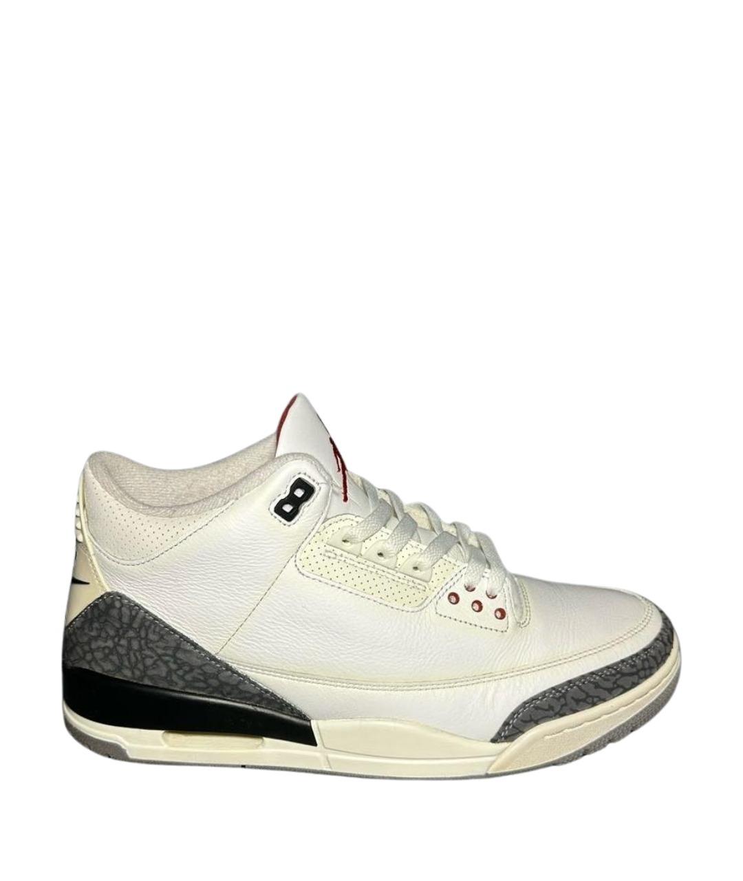 JORDAN Белые кожаные высокие кроссовки / кеды, фото 1