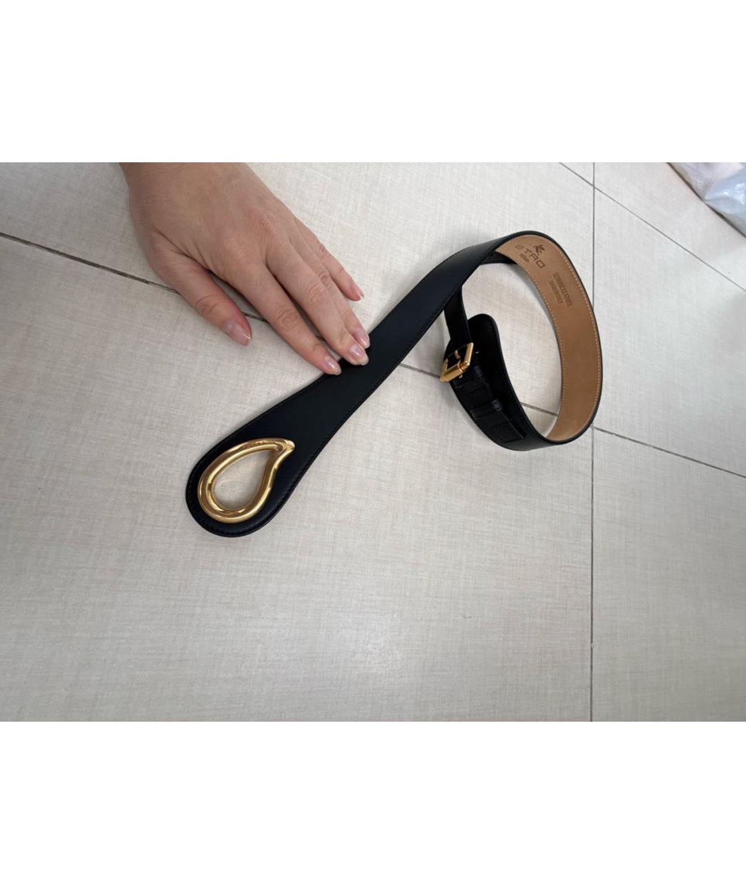 ETRO Черный кожаный ремень, фото 2