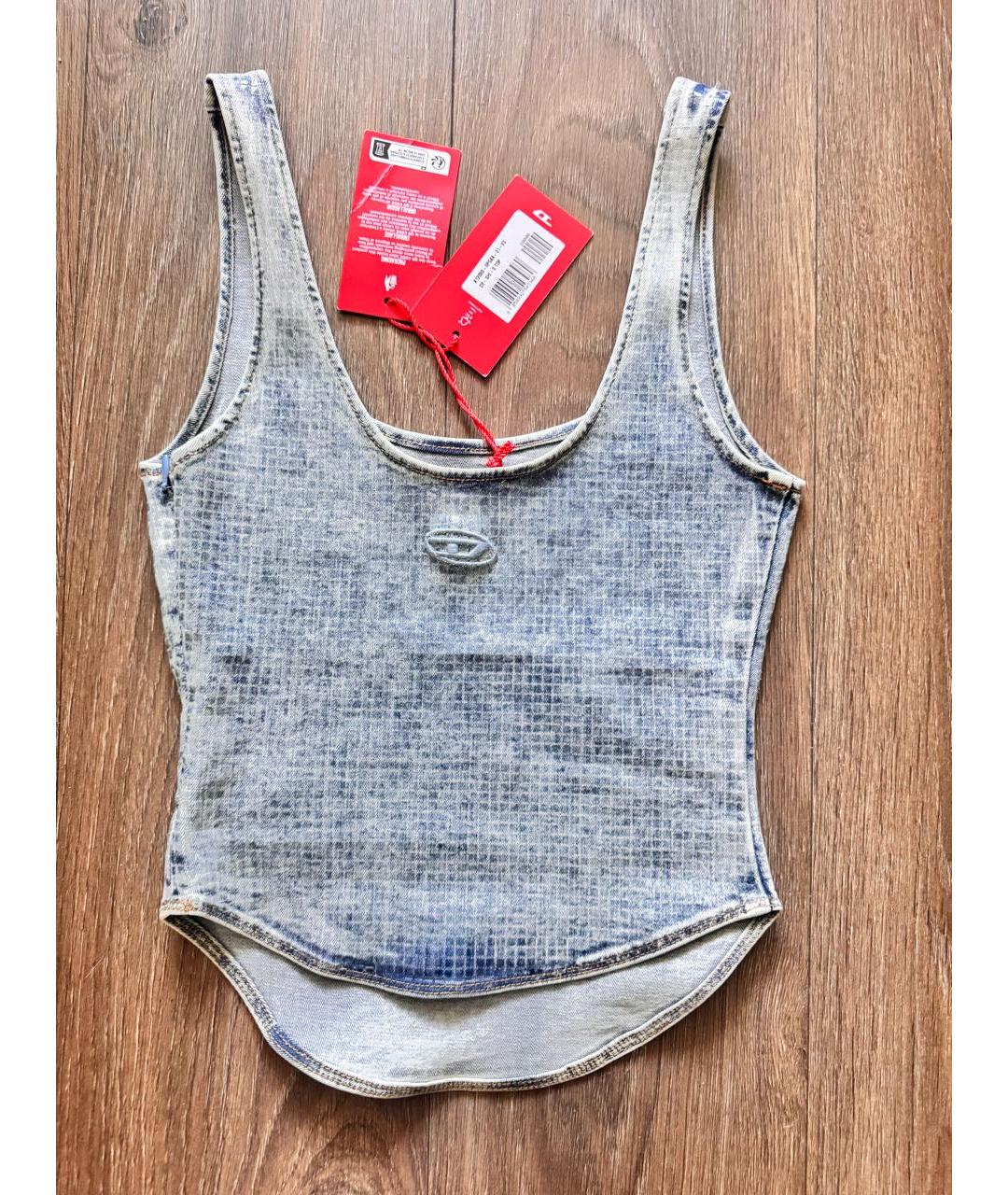 DIESEL Голубая деним майка, фото 6