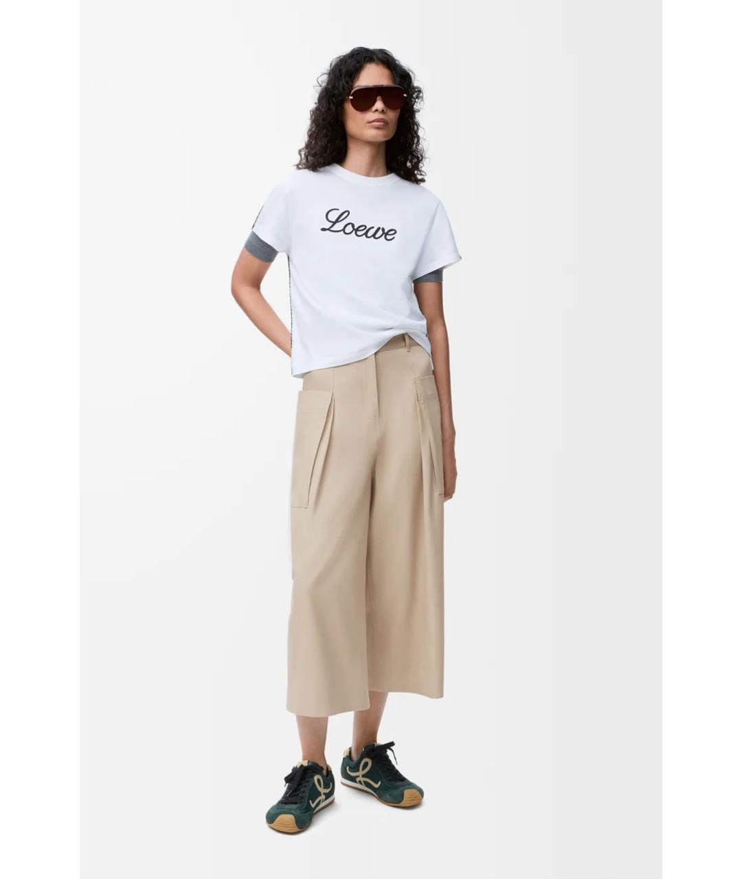 LOEWE Бежевые хлопковые прямые брюки, фото 2