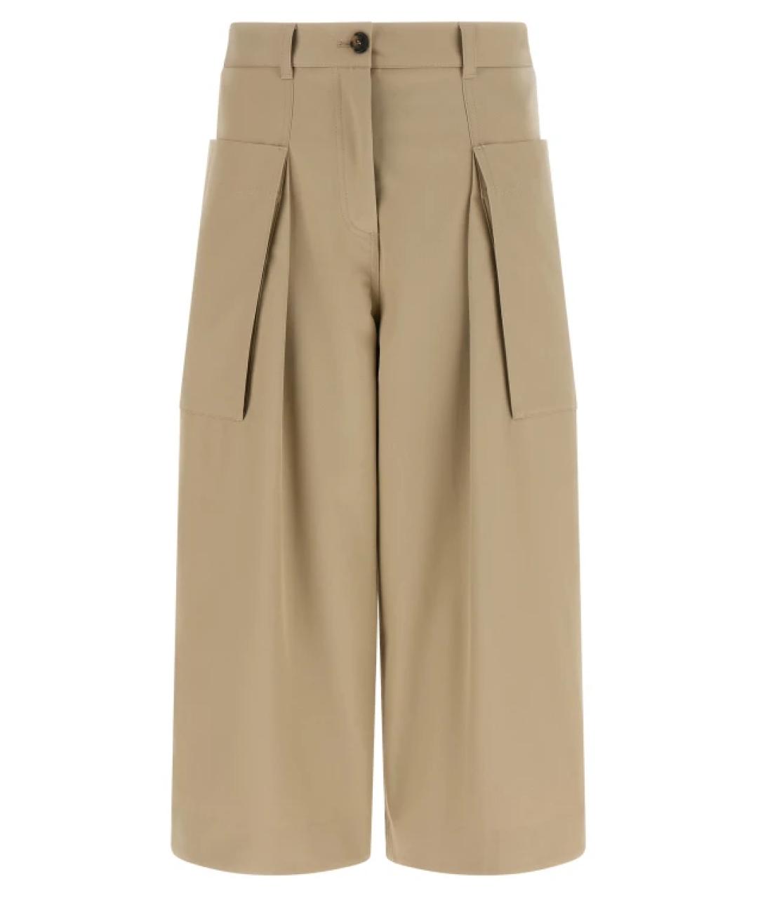 LOEWE Бежевые хлопковые прямые брюки, фото 1