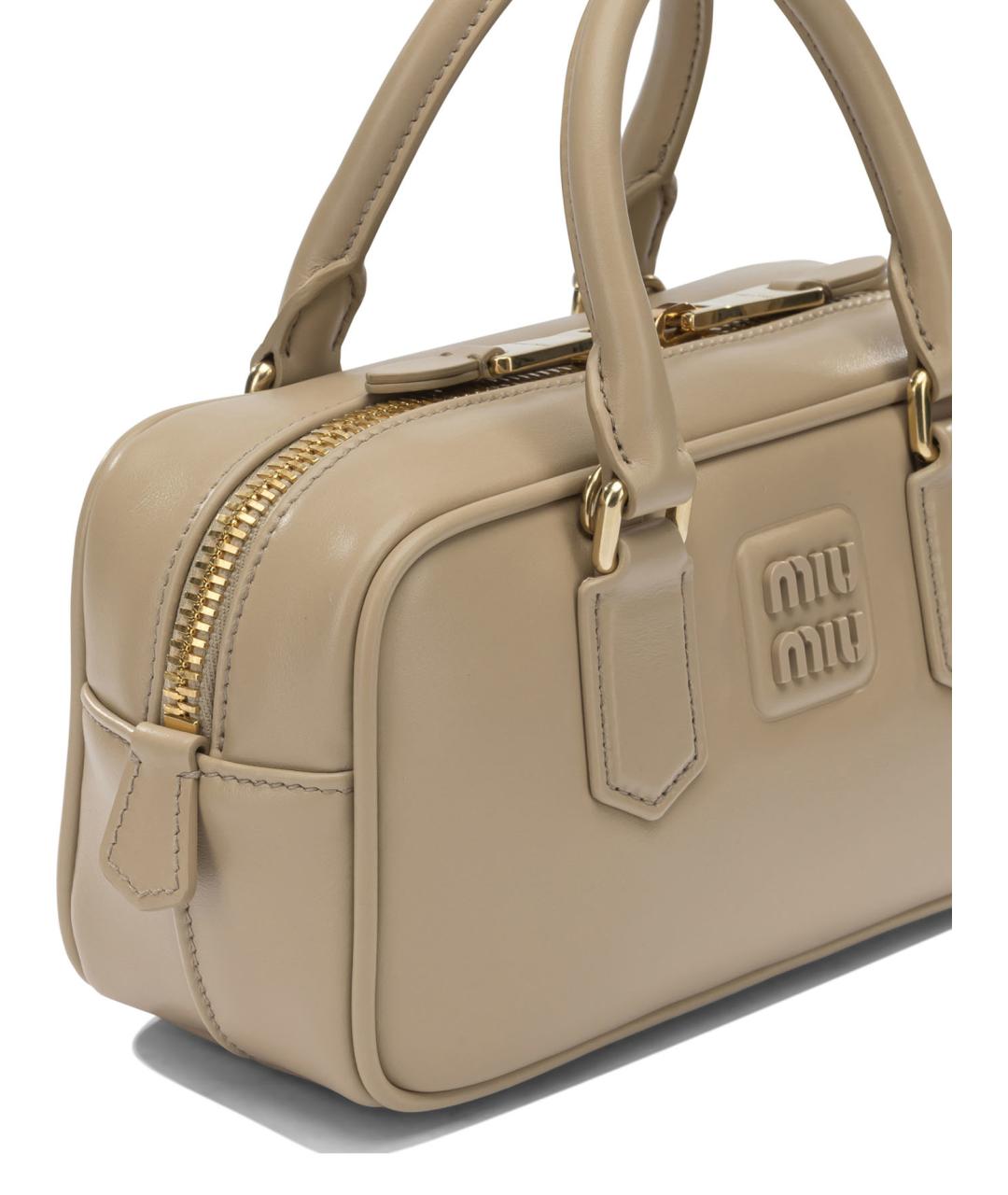 MIU MIU Бежевая кожаная сумка через плечо, фото 5