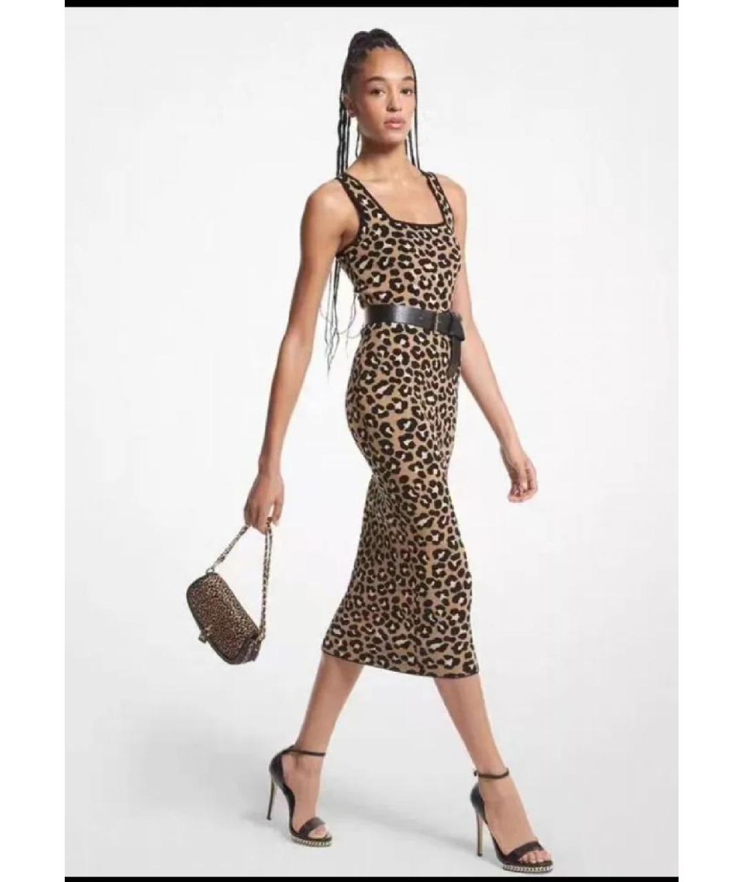 MICHAEL KORS Коричневое вискозное повседневное платье, фото 6