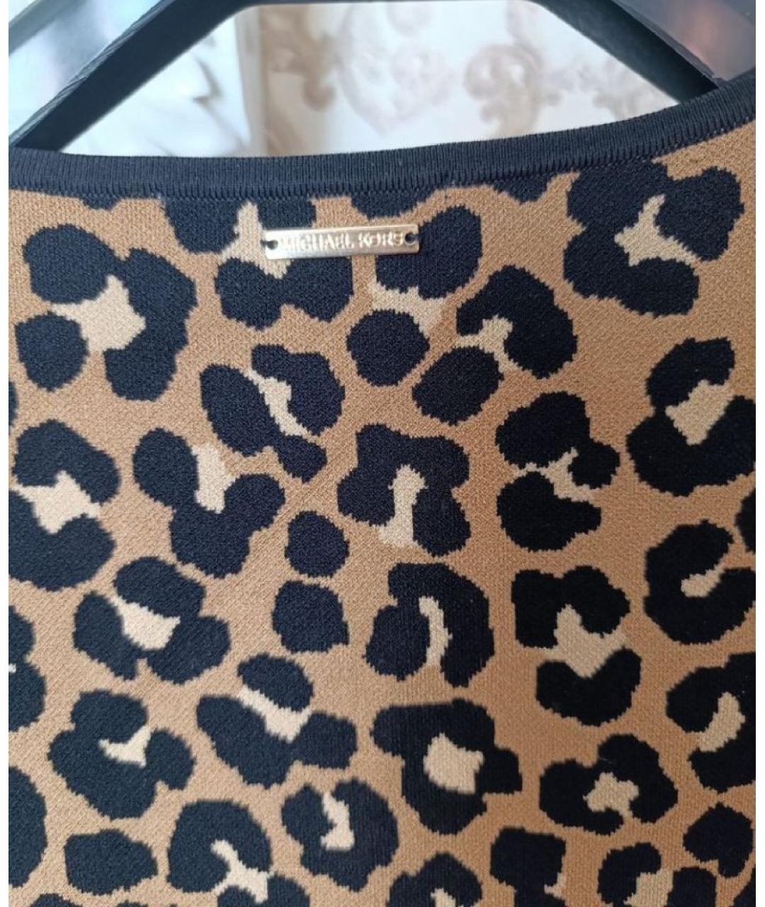 MICHAEL KORS Коричневое вискозное повседневное платье, фото 4