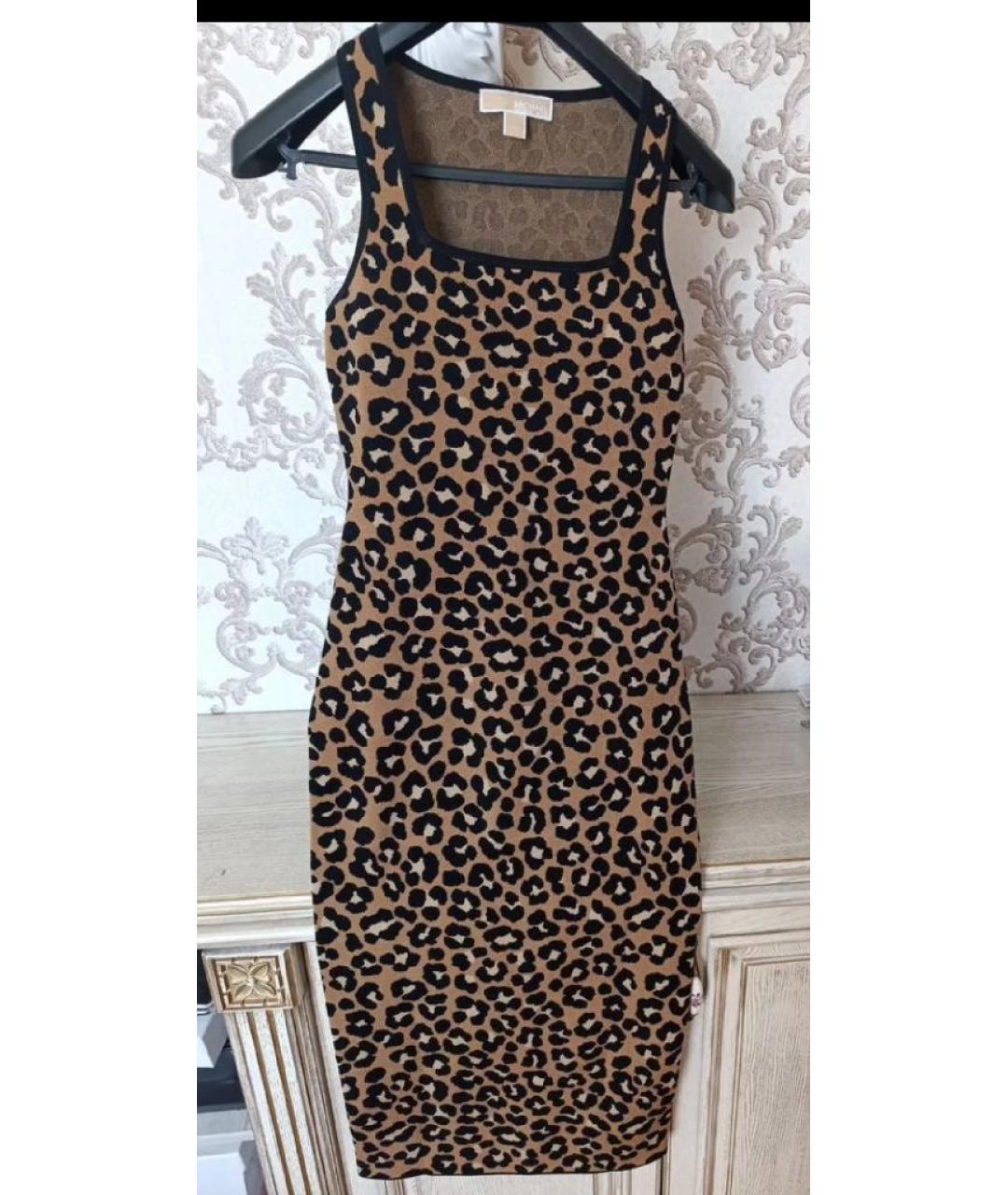 MICHAEL KORS Коричневое вискозное повседневное платье, фото 2