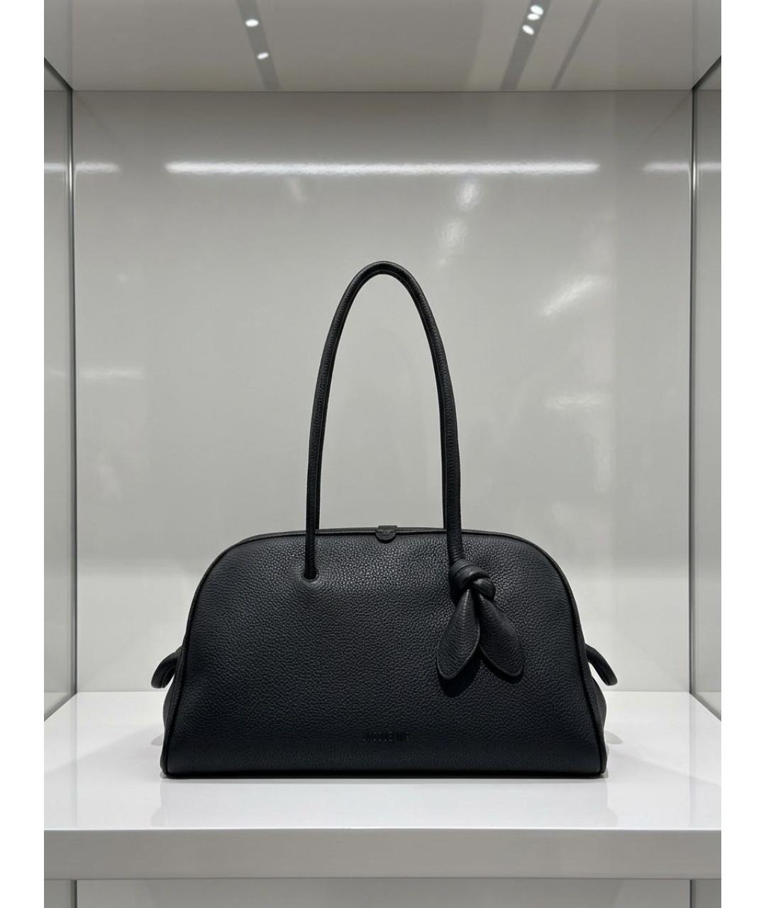 JACQUEMUS Черная кожаная сумка тоут, фото 6