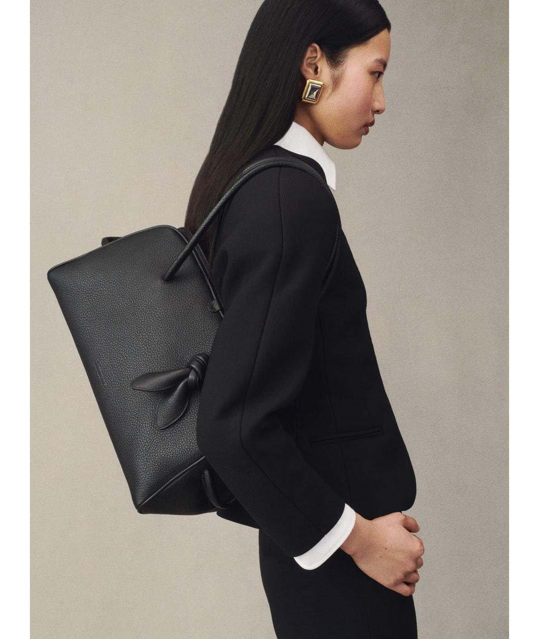 JACQUEMUS Черная кожаная сумка тоут, фото 2