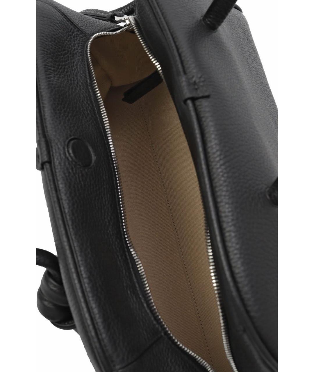 JACQUEMUS Черная кожаная сумка тоут, фото 4