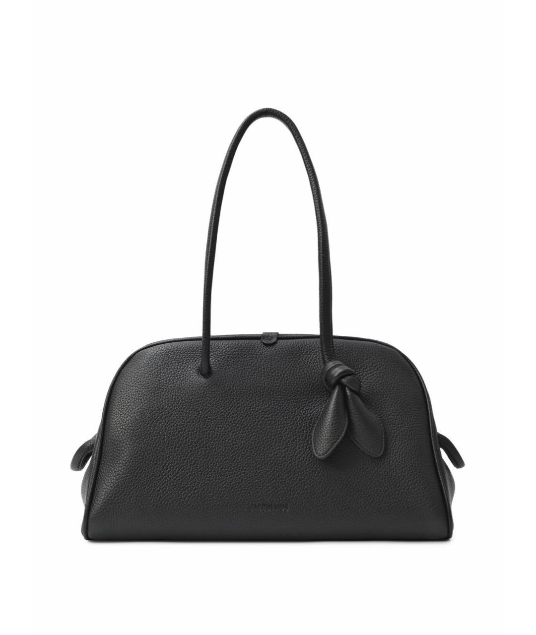 JACQUEMUS Черная кожаная сумка тоут, фото 7