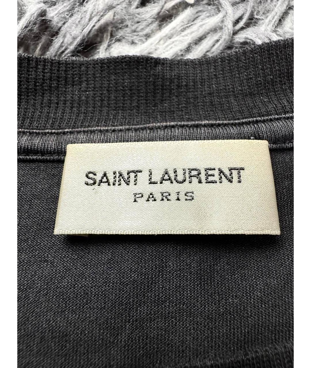 SAINT LAURENT Черная хлопковая футболка, фото 6