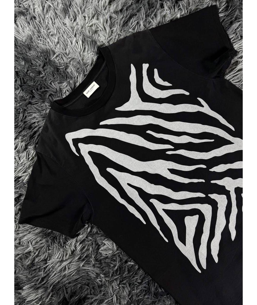 SAINT LAURENT Черная хлопковая футболка, фото 3