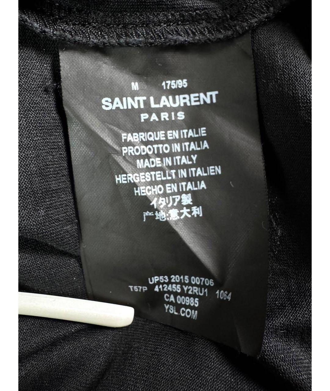 SAINT LAURENT Черная хлопковая футболка, фото 4