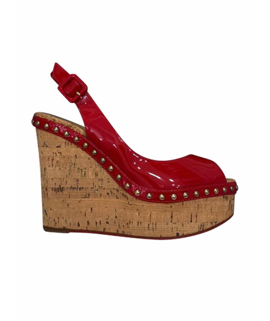 CHRISTIAN LOUBOUTIN Красные босоножки из лакированной кожи, фото 1