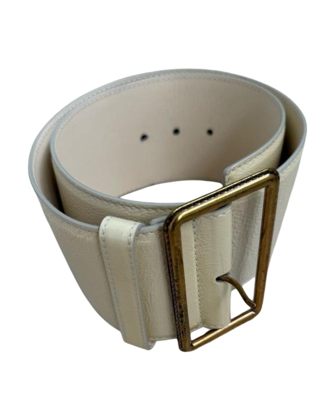 SAINT LAURENT Белый ремень из лакированной кожи, фото 1