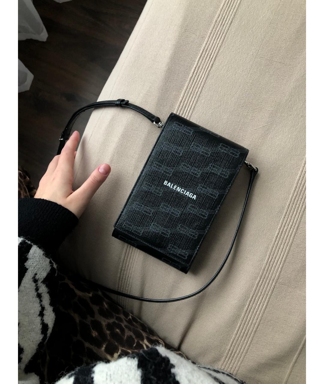 BALENCIAGA Черная кожаная сумка через плечо, фото 2