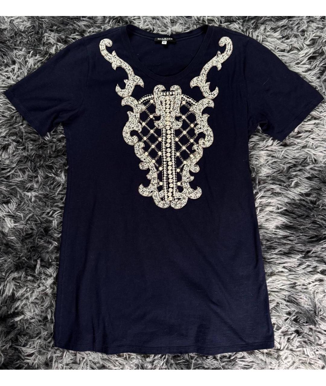 BALMAIN Синяя хлопковая футболка, фото 8