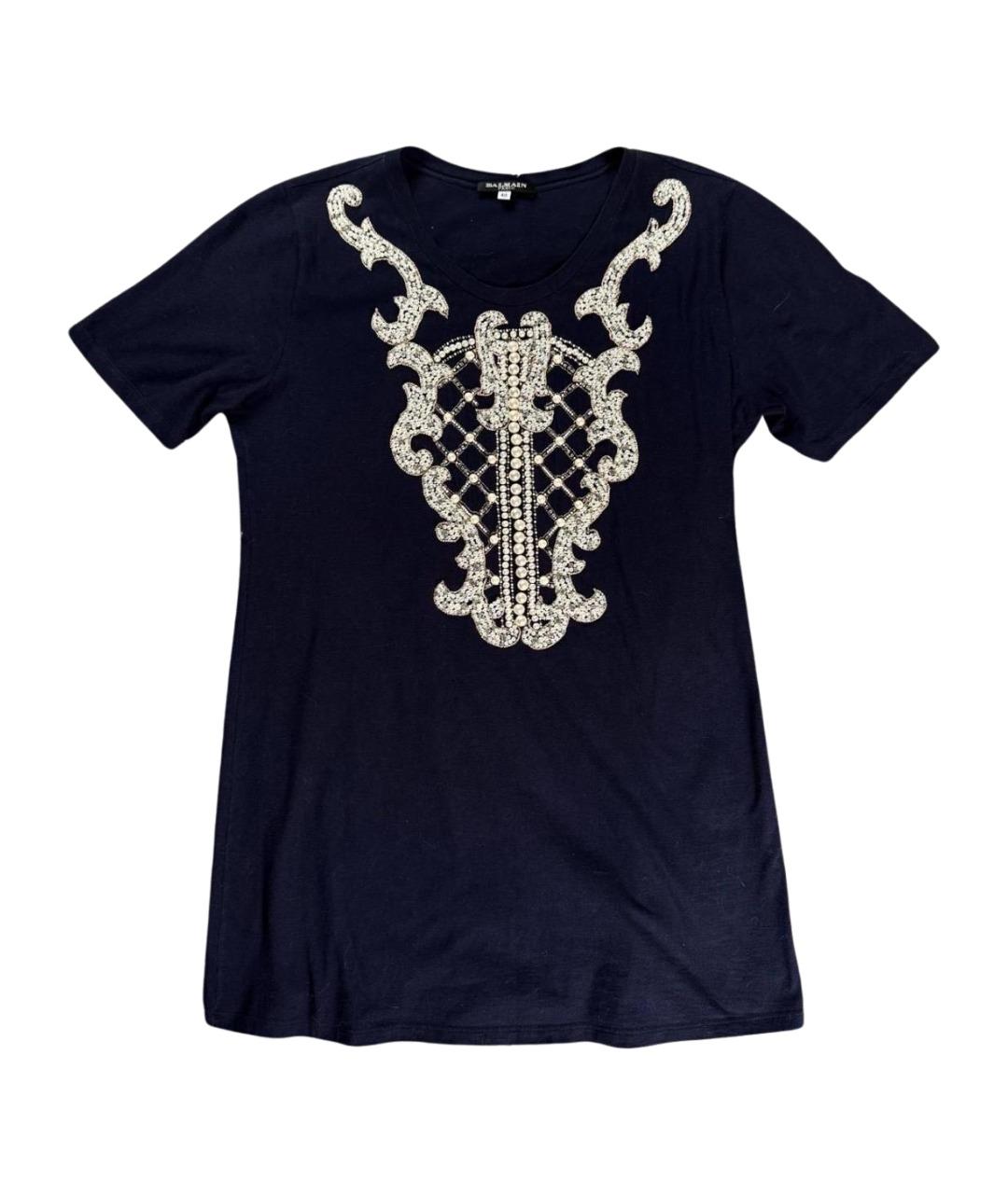 BALMAIN Синяя хлопковая футболка, фото 1