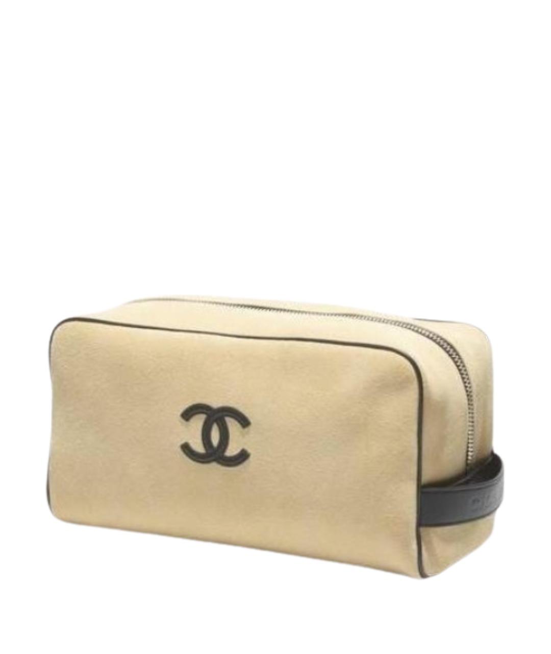 CHANEL Бежевая замшевая косметичка, фото 2