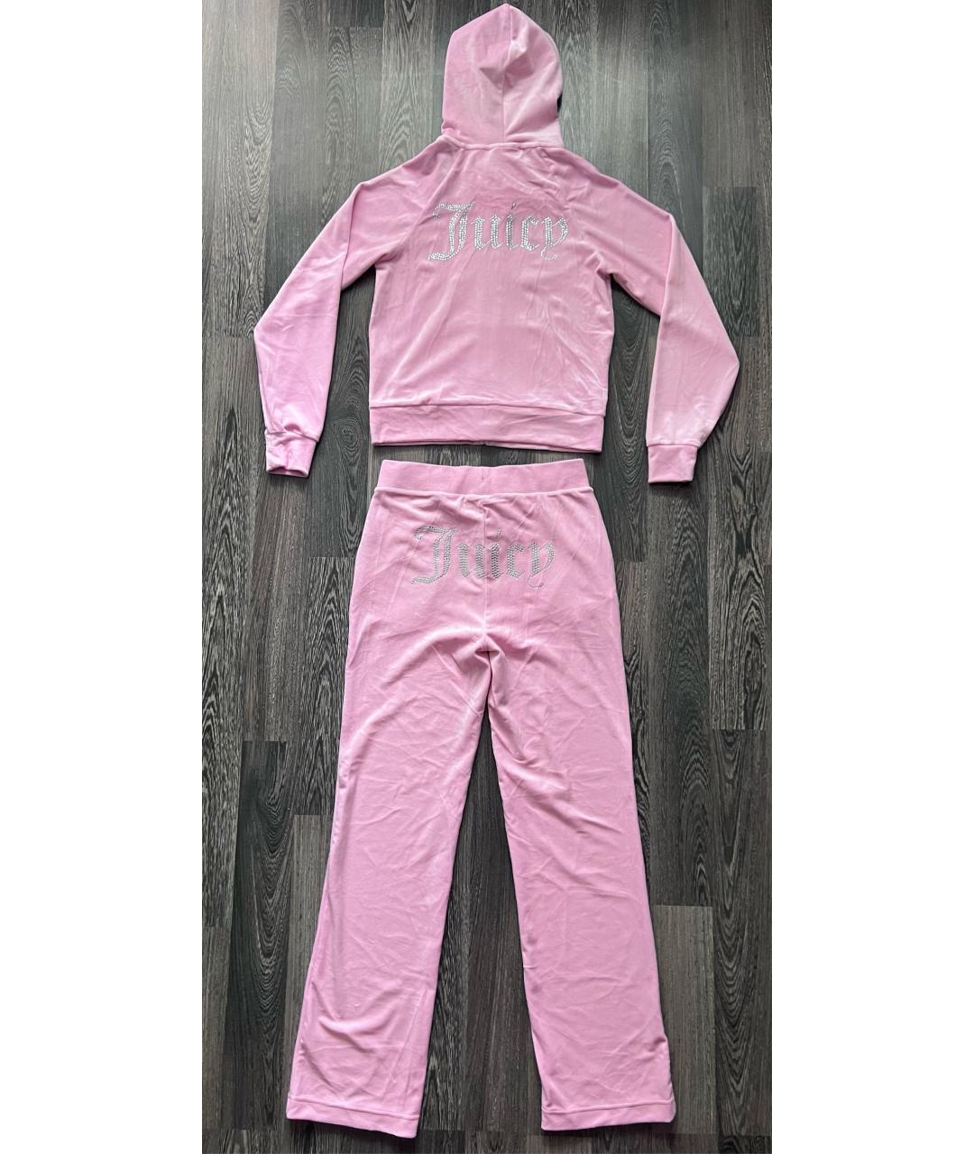 JUICY COUTURE Розовый велюровый костюм с брюками, фото 2