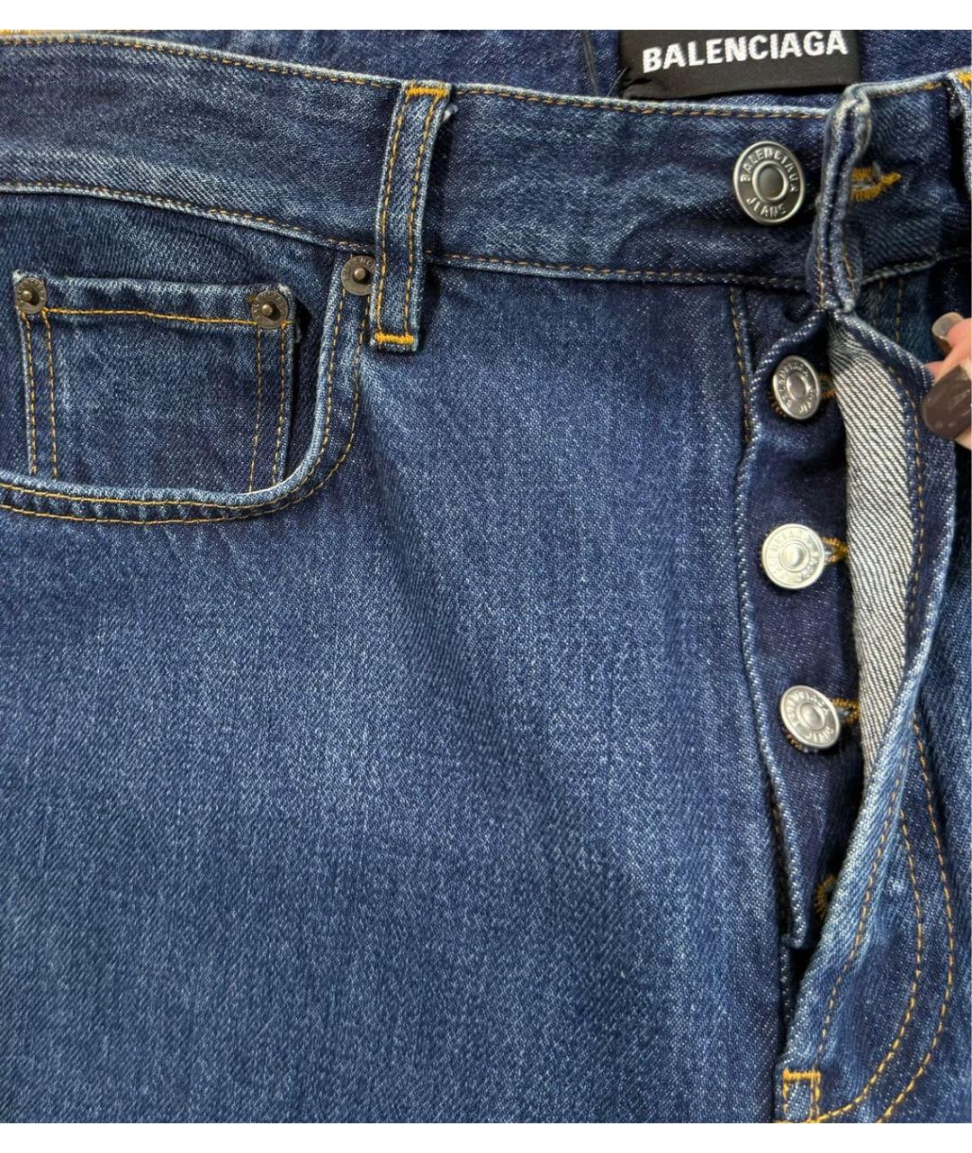 BALENCIAGA Синие хлопковые прямые джинсы, фото 4