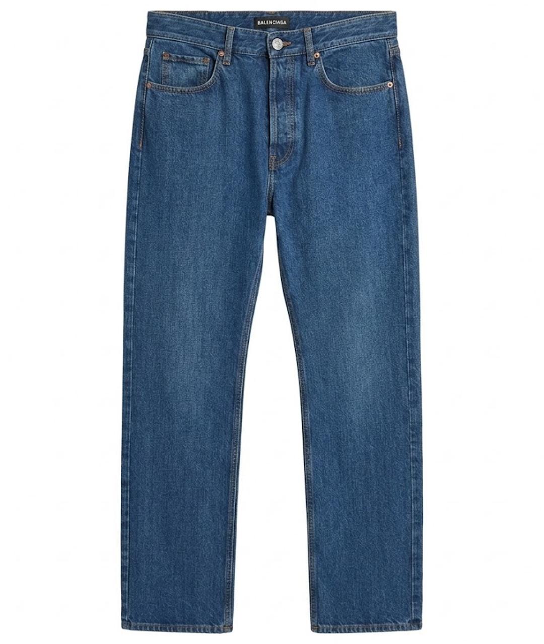BALENCIAGA Синие хлопковые прямые джинсы, фото 1