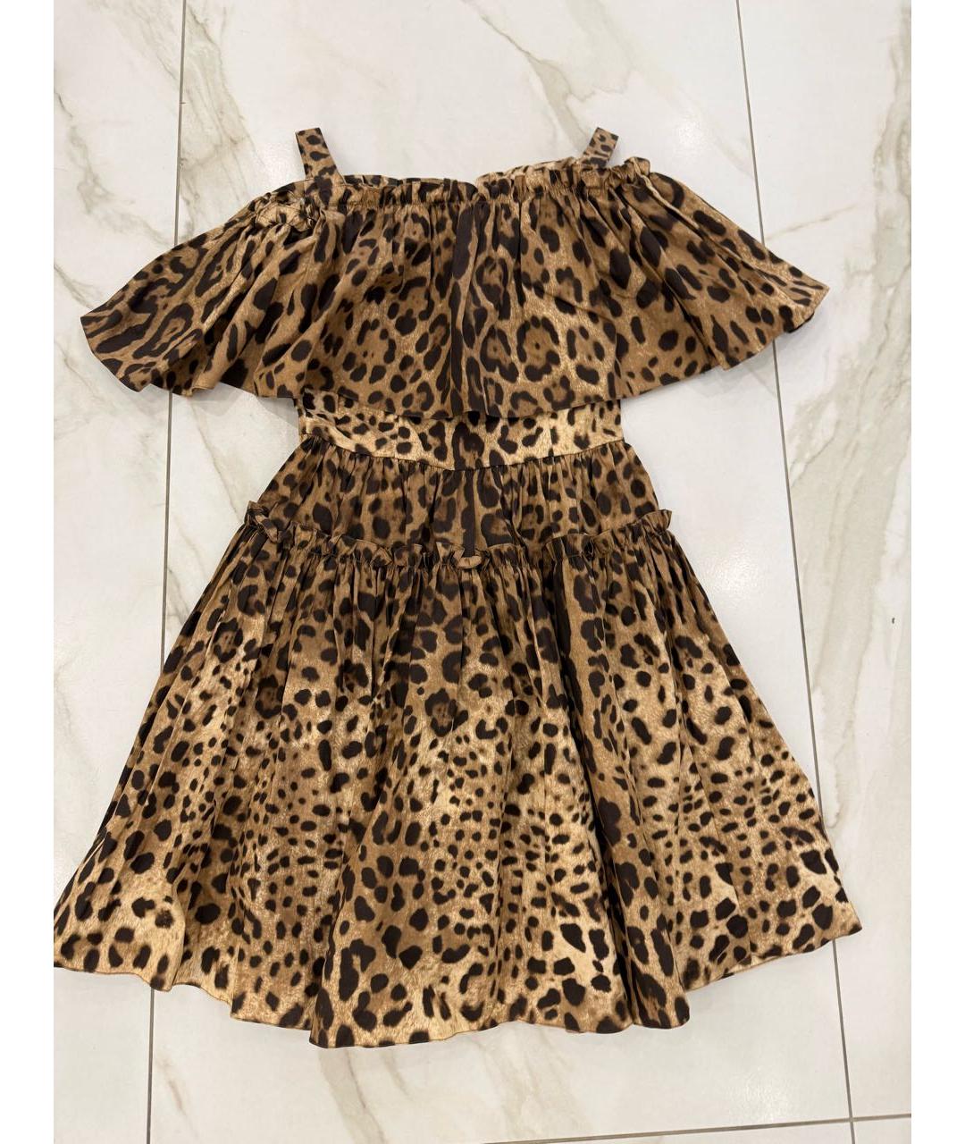 DOLCE&GABBANA Коричневое хлопковое коктейльное платье, фото 5