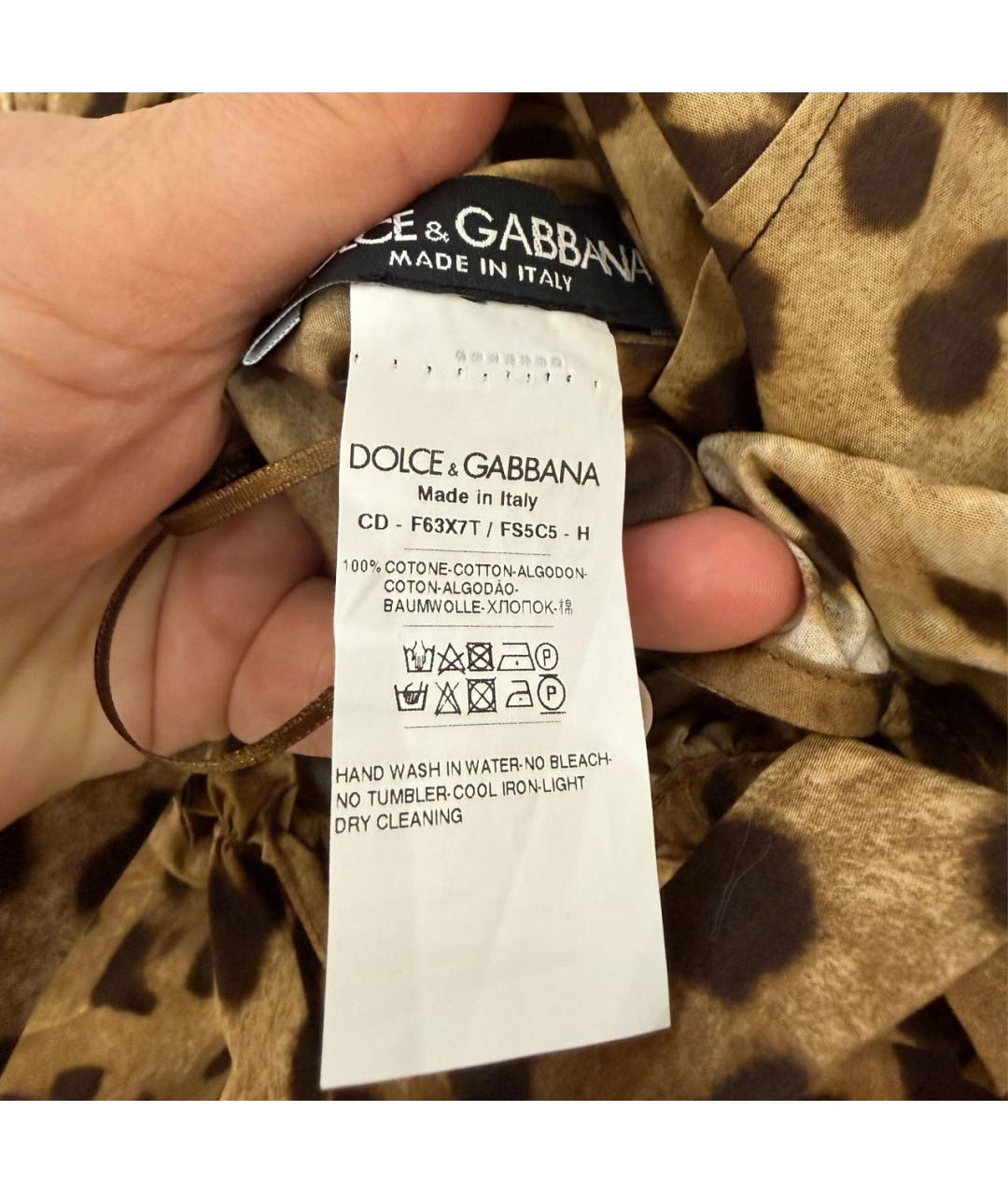 DOLCE&GABBANA Коричневое хлопковое коктейльное платье, фото 4