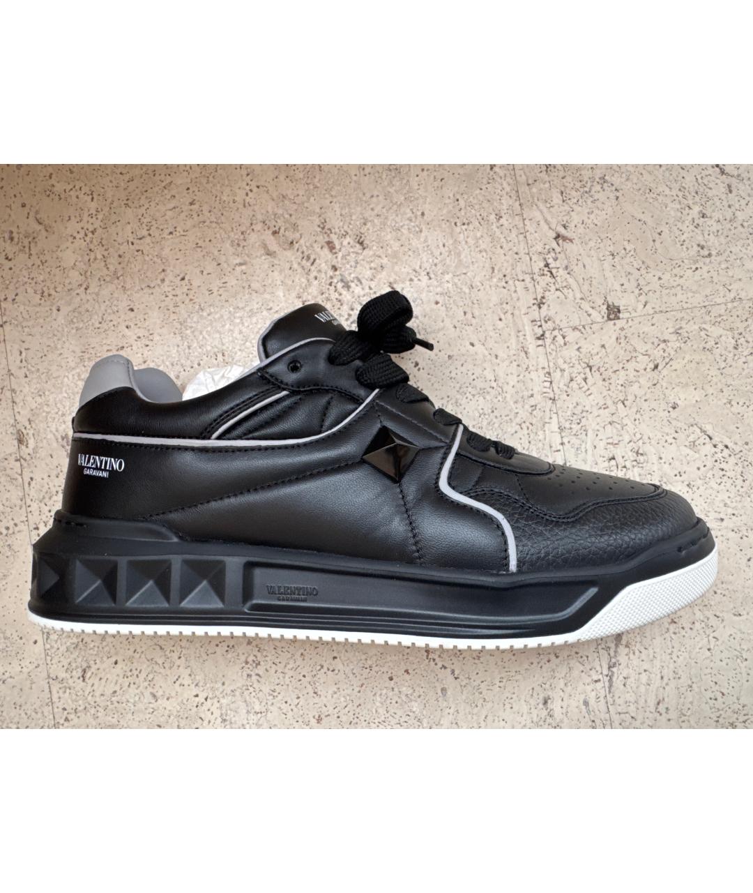 VALENTINO Черные кожаные низкие кроссовки / кеды, фото 6