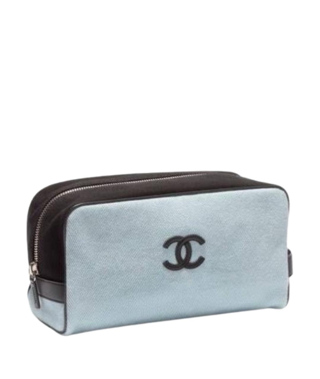 CHANEL Голубая тканевая косметичка, фото 4