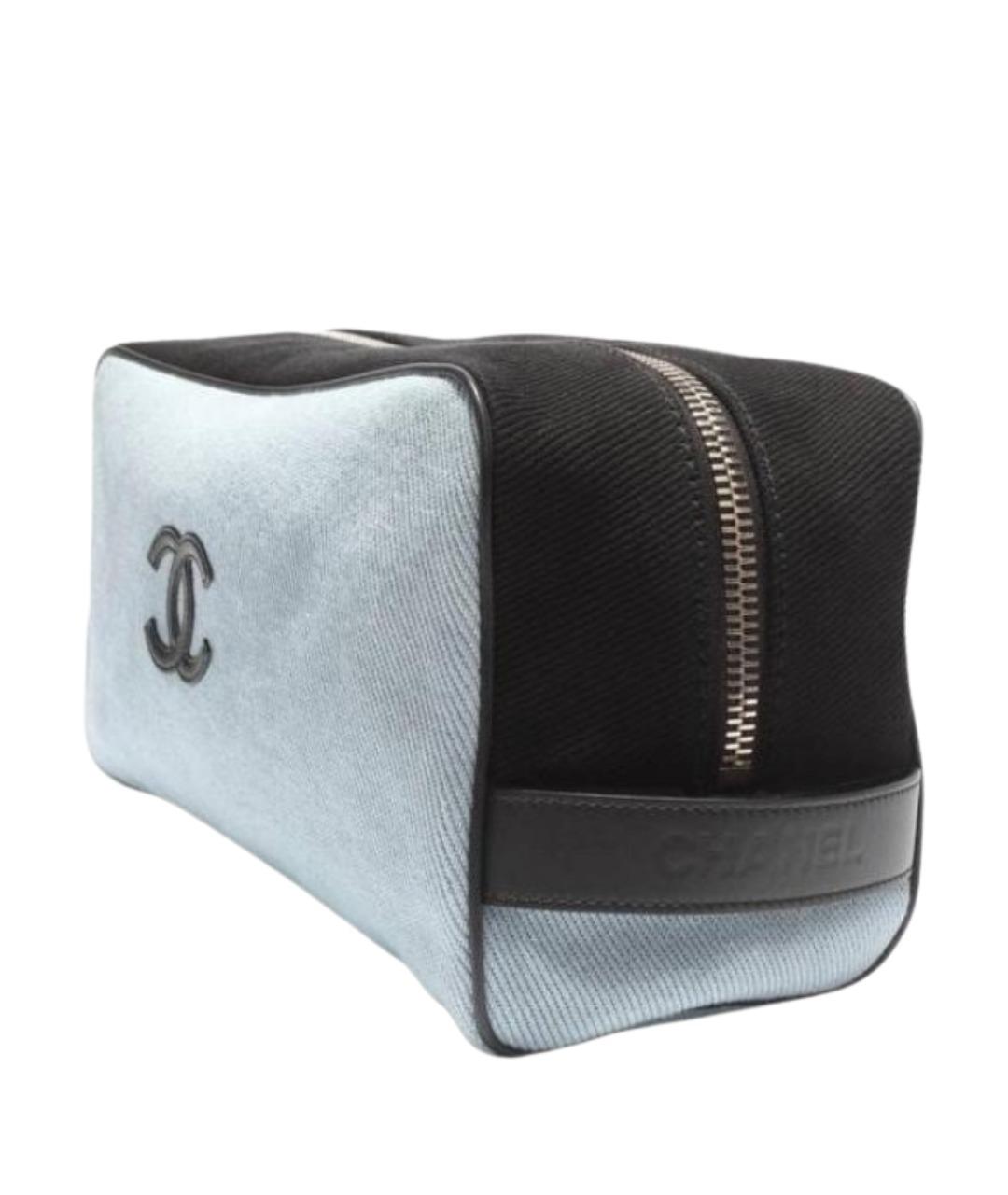 CHANEL Голубая тканевая косметичка, фото 3