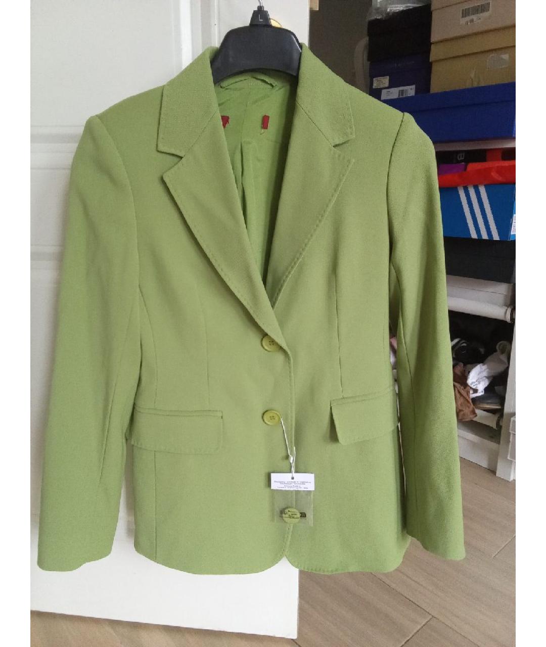 MAX MARA STUDIO Салатовый шерстяной костюм с брюками, фото 5