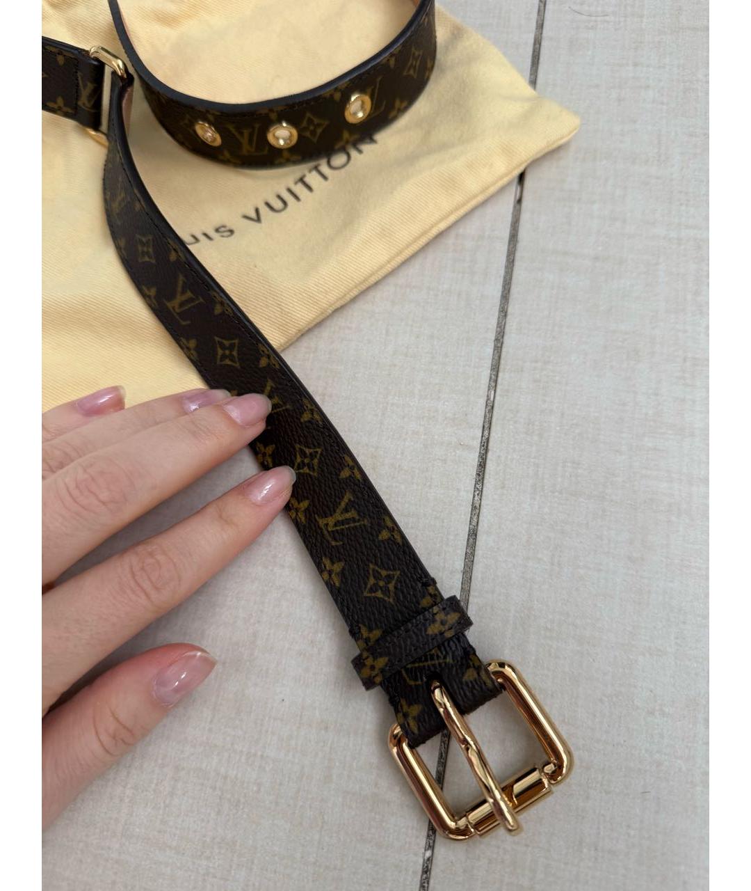 LOUIS VUITTON Коричневый кожаный ремень, фото 2