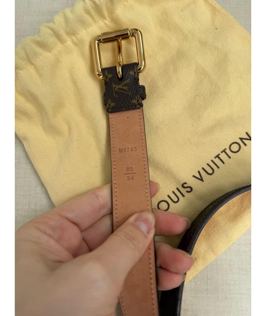 LOUIS VUITTON Коричневый кожаный ремень, фото 4