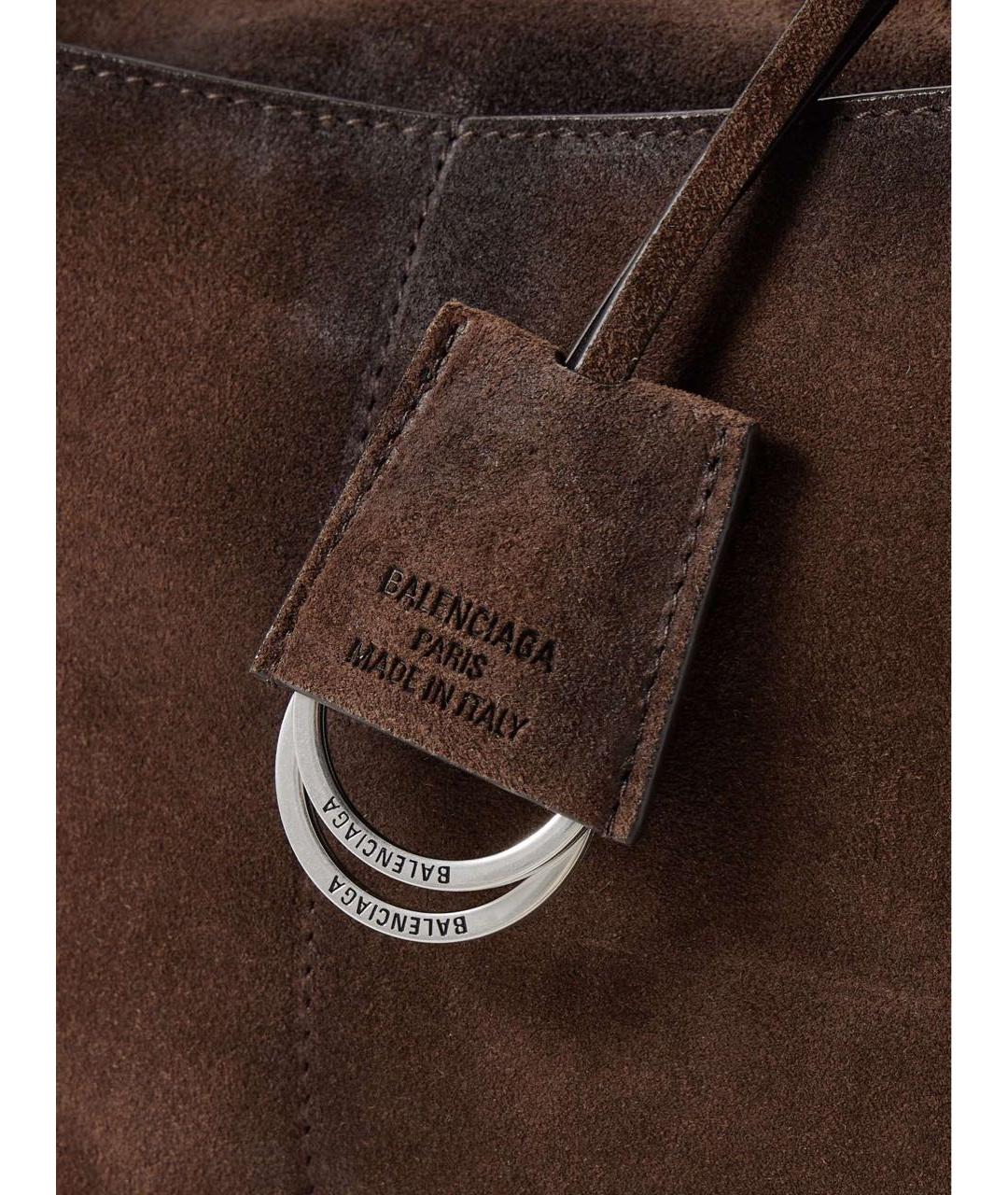 BALENCIAGA Коричневая замшевая сумка через плечо, фото 4