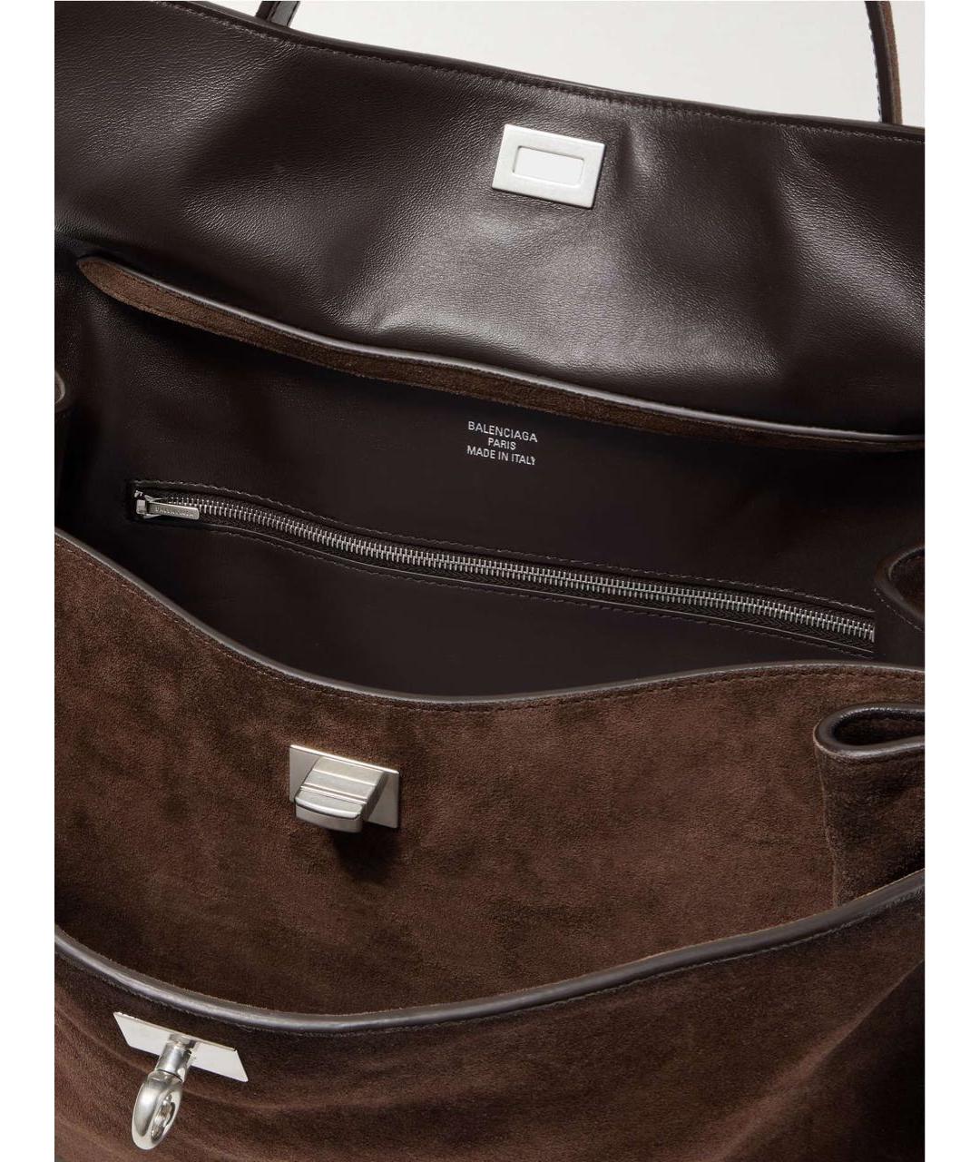 BALENCIAGA Коричневая замшевая сумка через плечо, фото 5