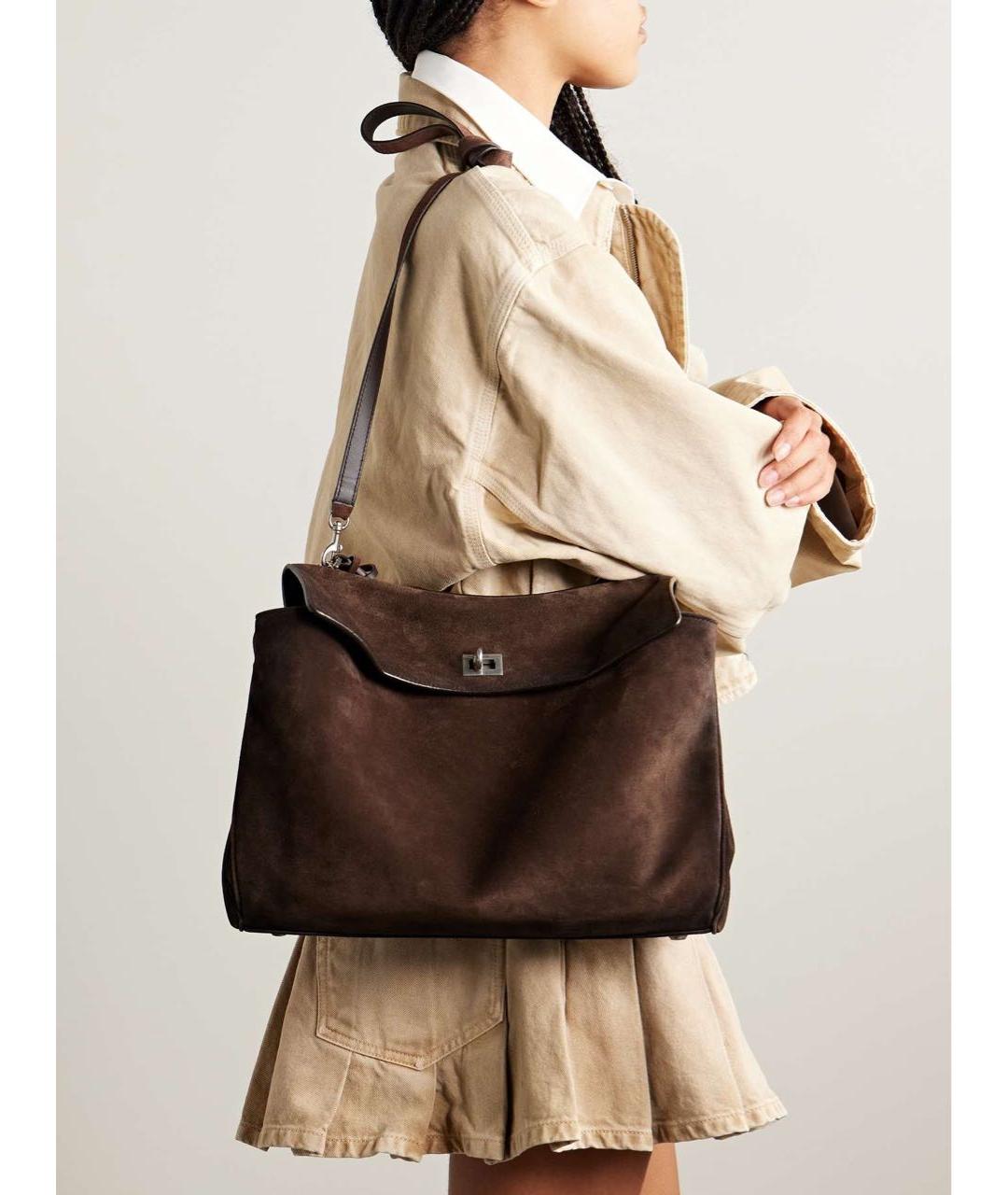 BALENCIAGA Коричневая замшевая сумка через плечо, фото 6