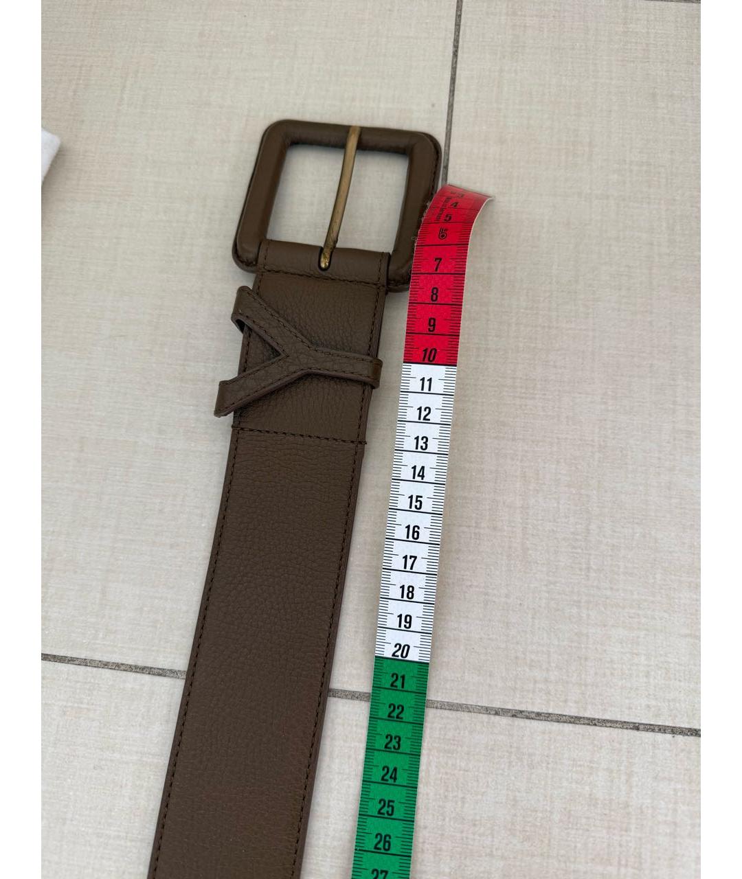 SAINT LAURENT Коричневый кожаный ремень, фото 6