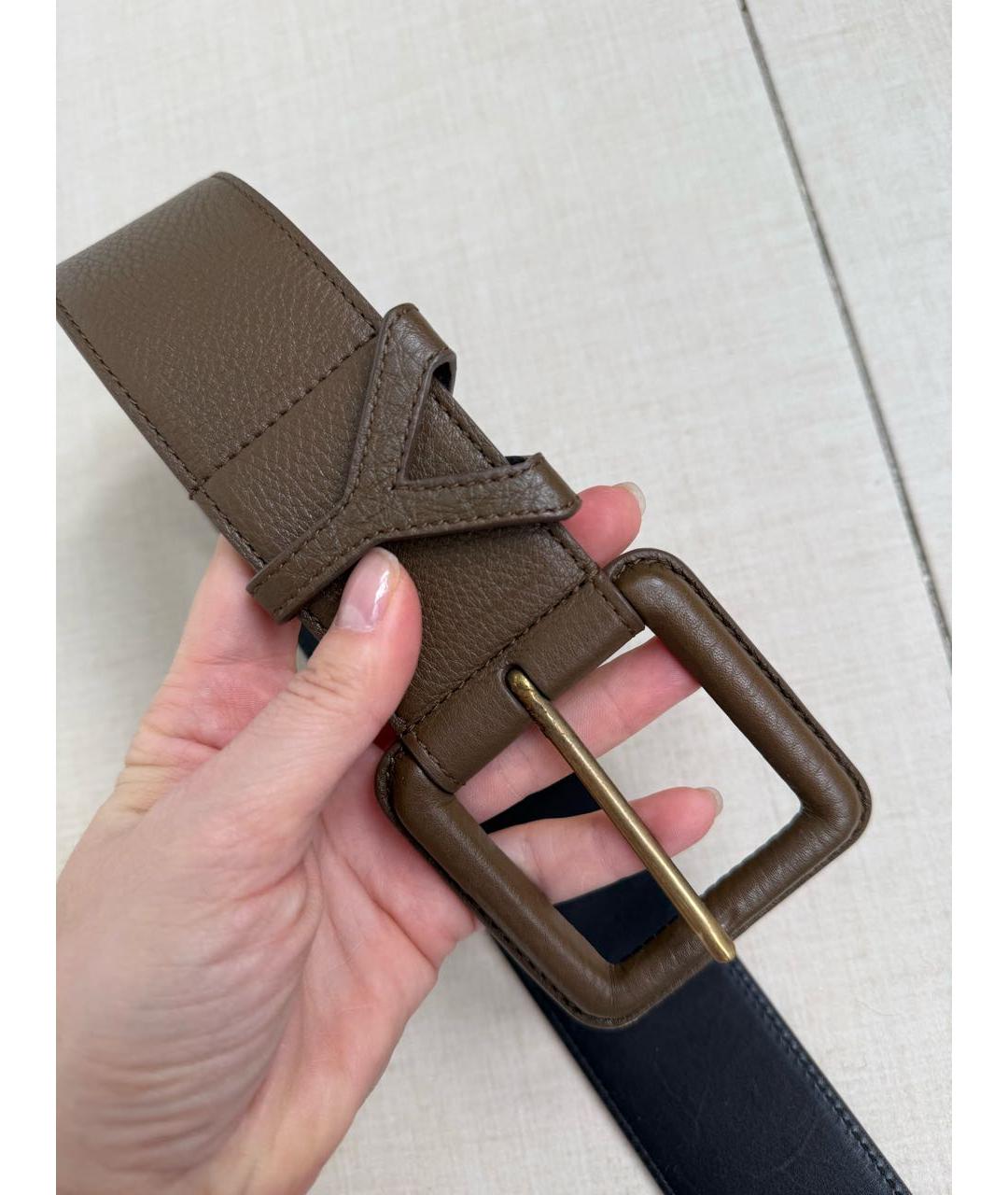 SAINT LAURENT Коричневый кожаный ремень, фото 4