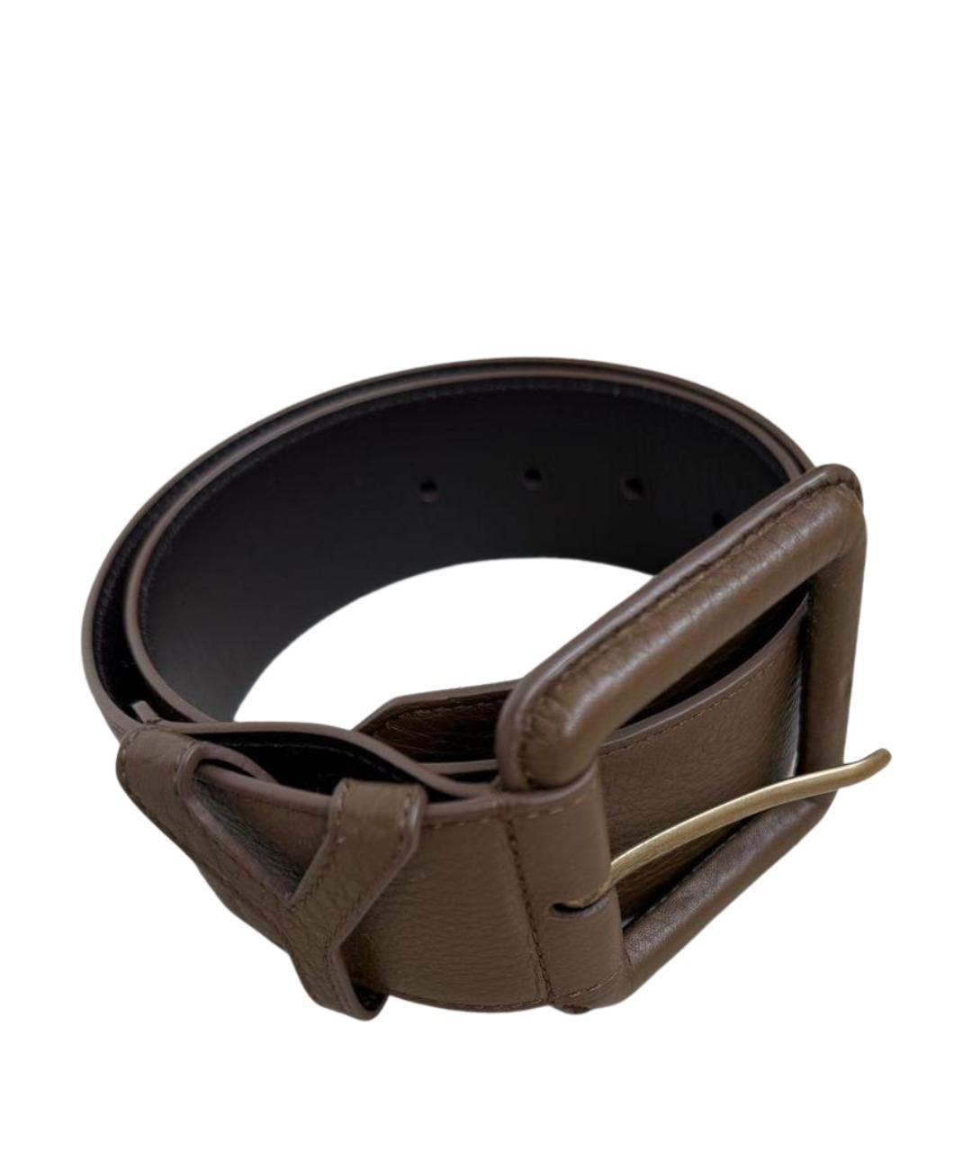 SAINT LAURENT Коричневый кожаный ремень, фото 1