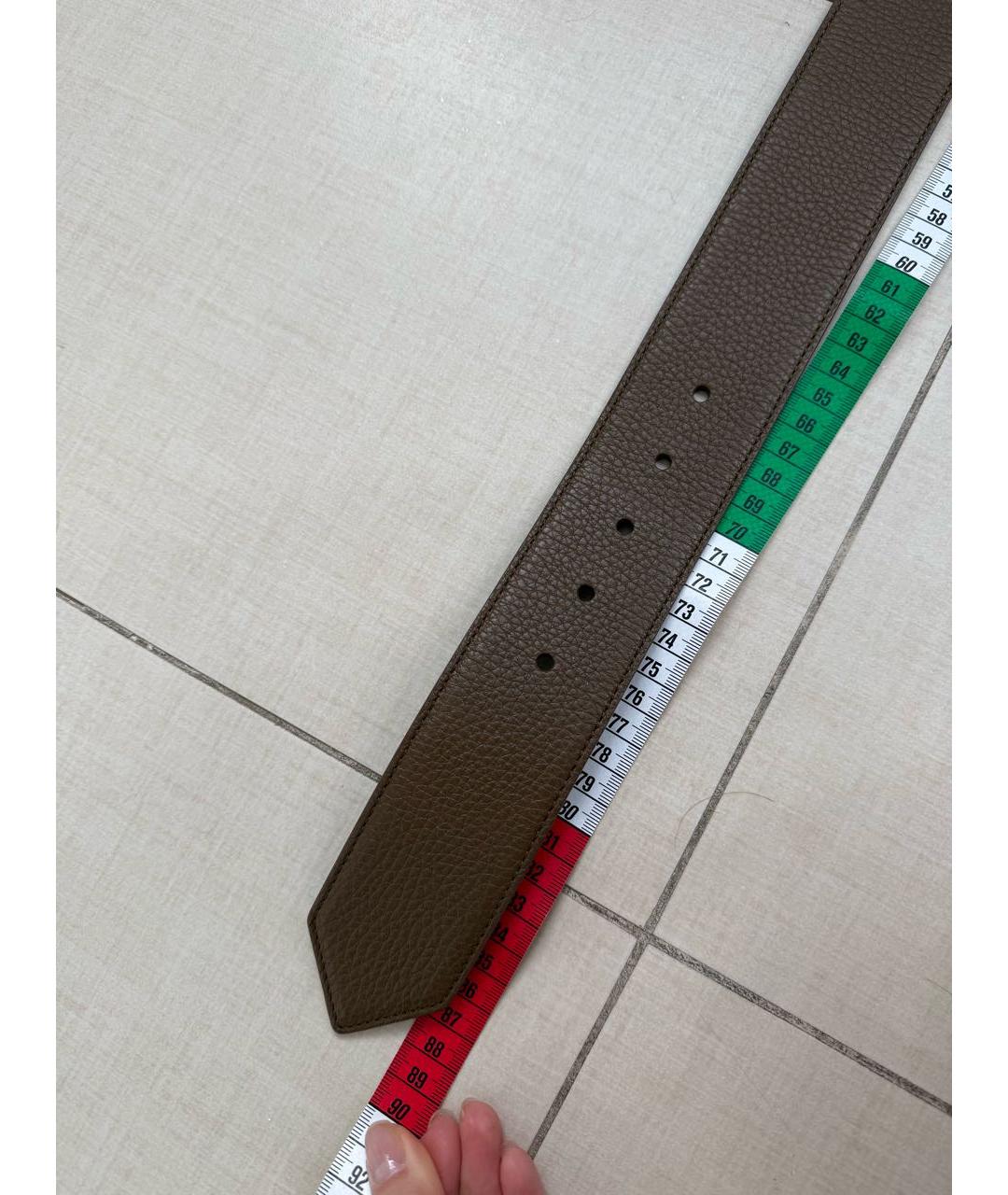 SAINT LAURENT Коричневый кожаный ремень, фото 5