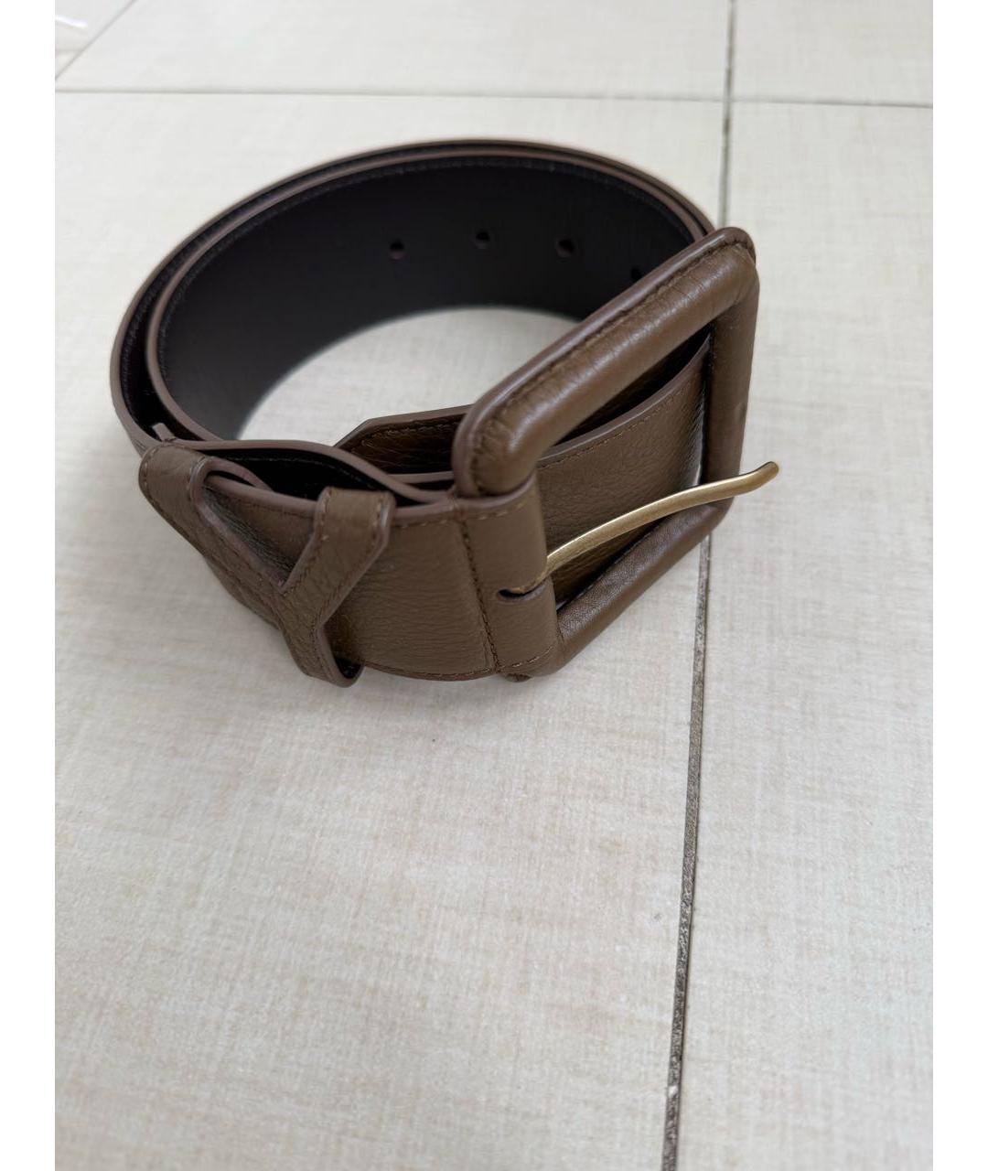 SAINT LAURENT Коричневый кожаный ремень, фото 7