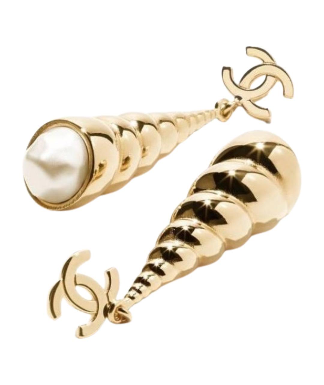 CHANEL Золотые металлические серьги, фото 2