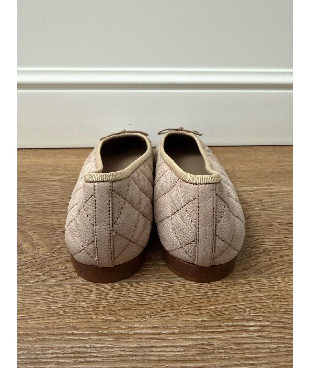 CHANEL Бежевые кожаные балетки, фото 4