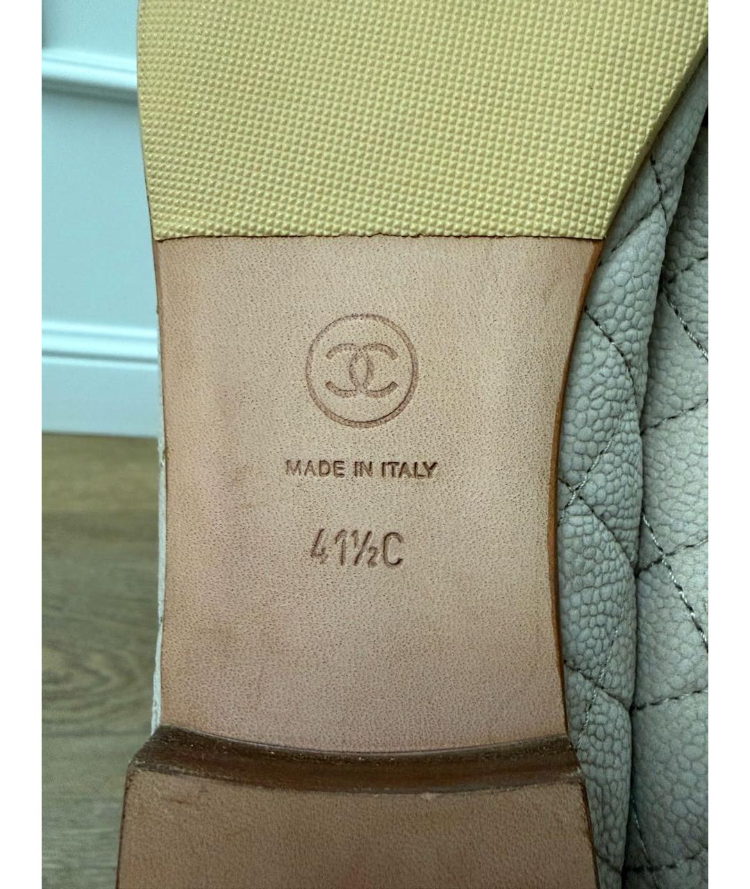 CHANEL Бежевые кожаные балетки, фото 6