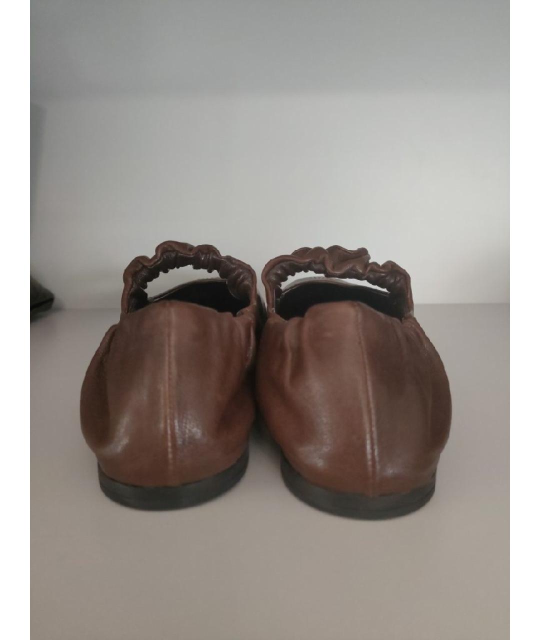 MIU MIU Коричневые кожаные балетки, фото 4