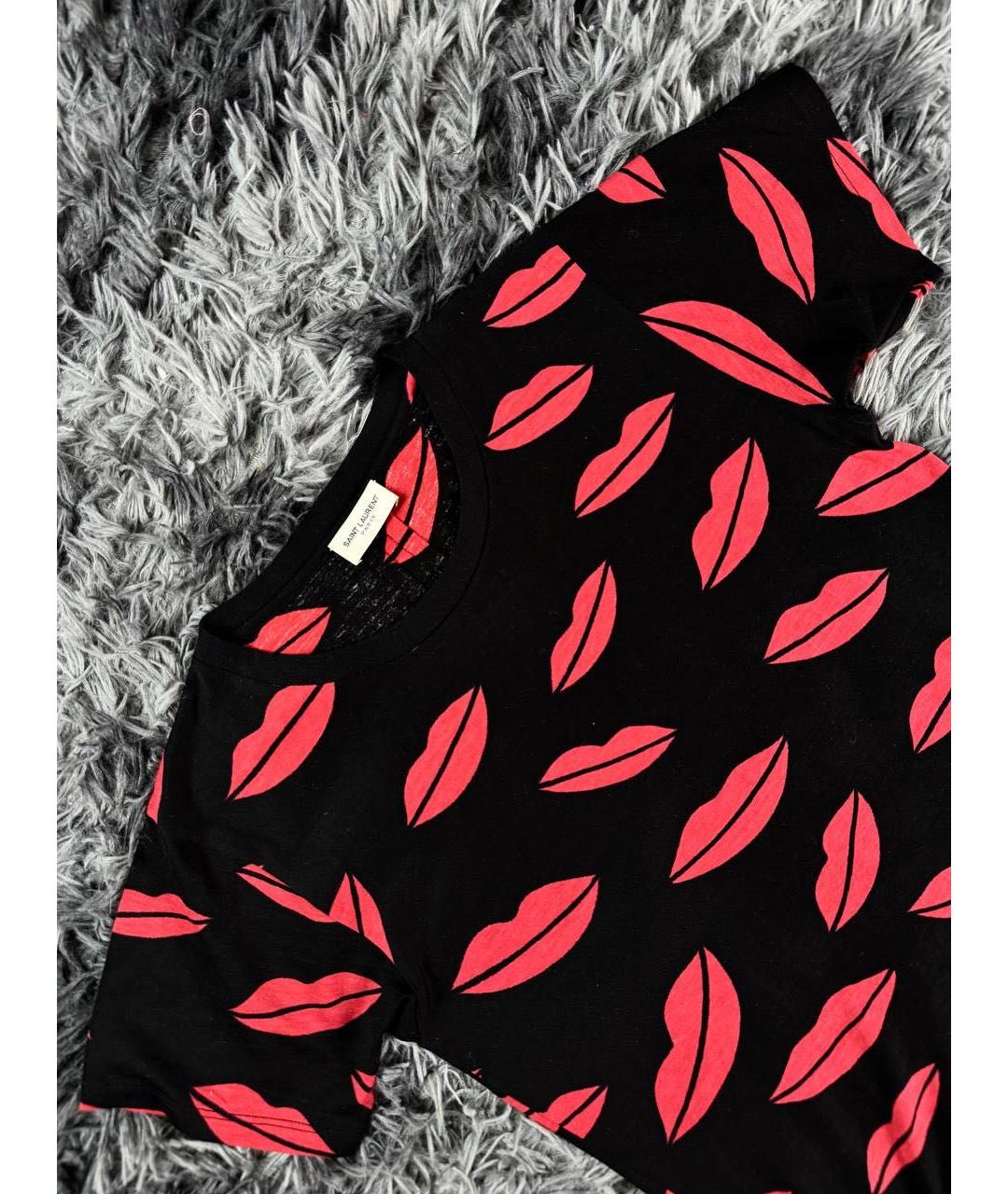 SAINT LAURENT Черная хлопковая футболка, фото 4