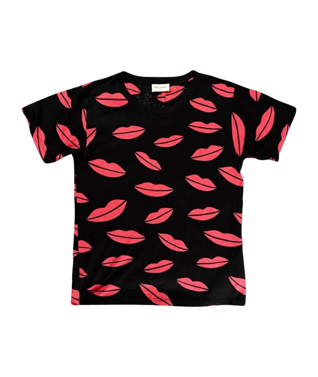 SAINT LAURENT Черная хлопковая футболка, фото 1