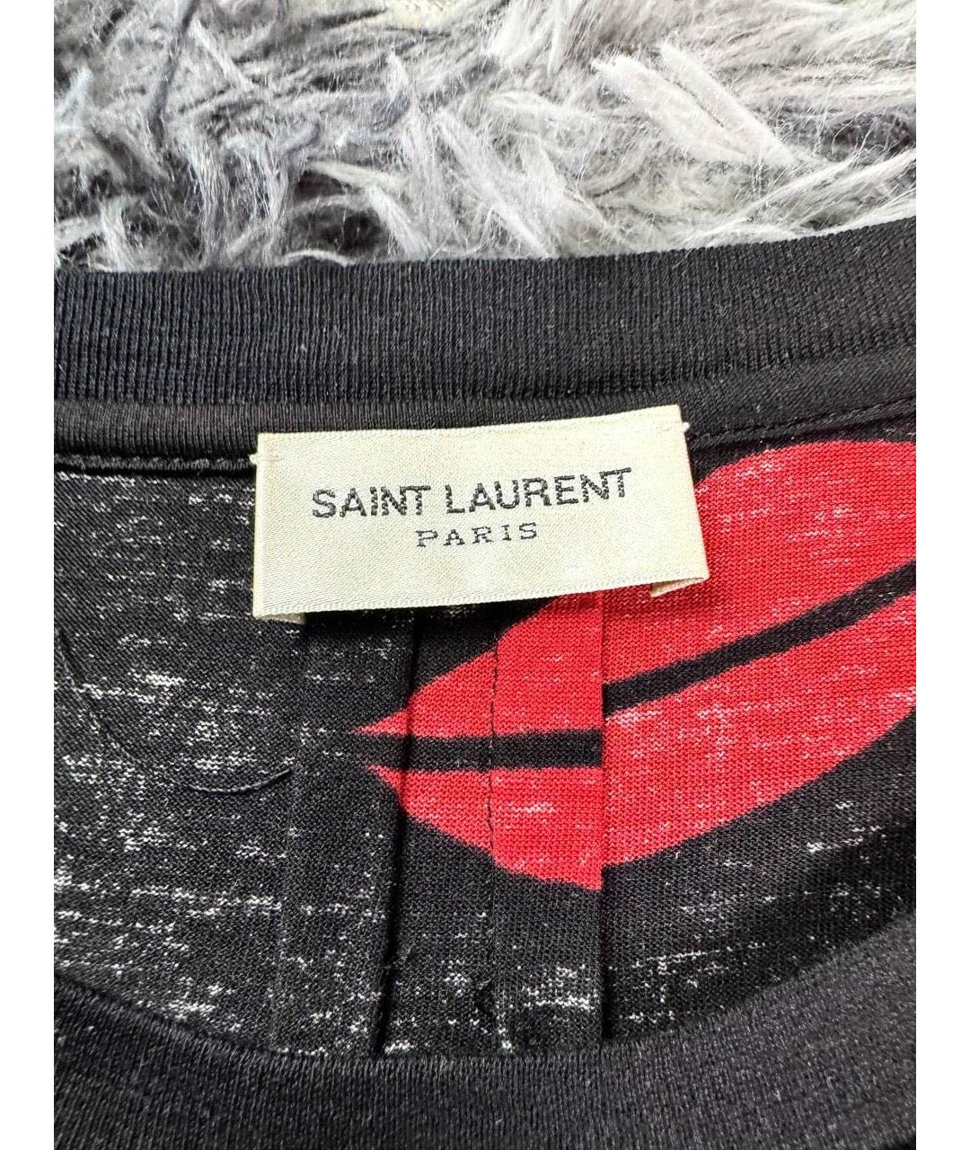 SAINT LAURENT Черная хлопковая футболка, фото 6
